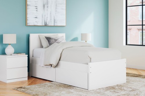 Onita - White - Queen Panel Platform Bed With 2 Side Storage