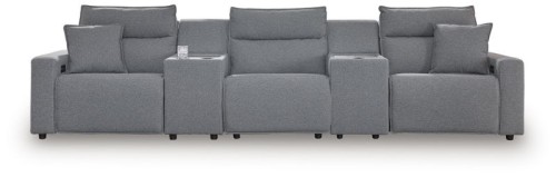 ModMax II - Salt And Pepper - 3-Piece Power Reclining Sectional With LAF Chaise And Audio Console