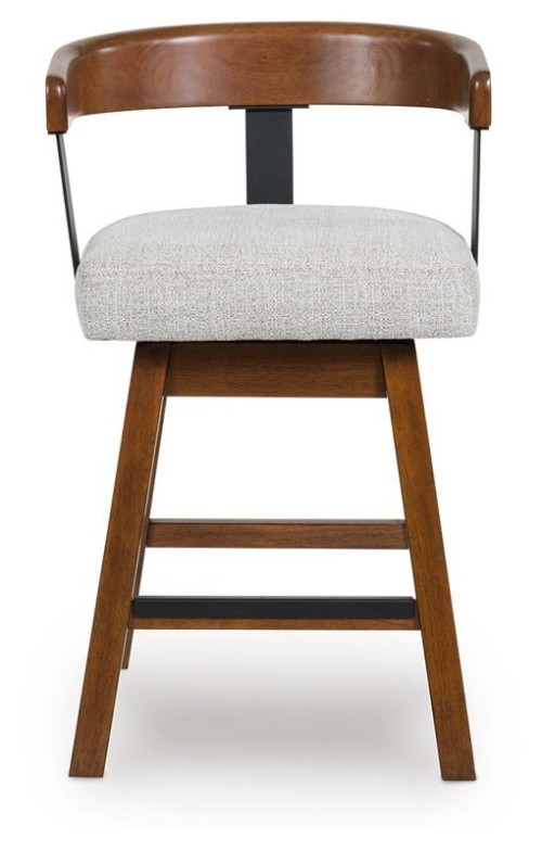 Ralene - Medium Brown - Upholstered Swivel Barstool (Set of 2)