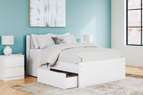 Onita - White - Queen Panel Platform Bed With 2 Side Storage