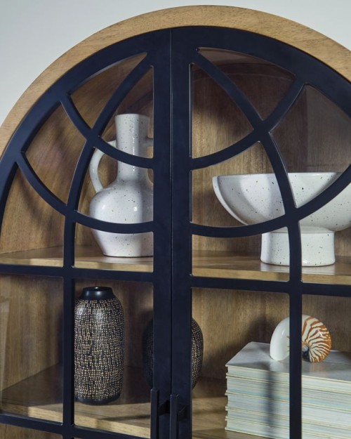 Gwenwich - Natural / Black - Accent Cabinet
