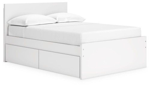 Onita - White - Queen Panel Platform Bed With 2 Side Storage