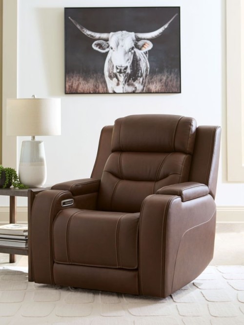 Knightington - Caramel - Power Recliner With Audio Seating