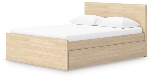 Onita - Natural - Twin Panel Platform Bed With 1 Side Storage