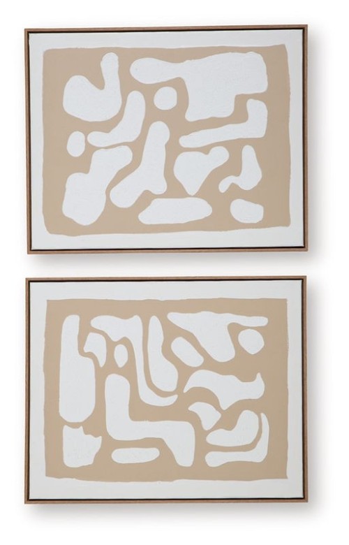 Waldett - Beige / White - Wall Art Set (Set of 2)