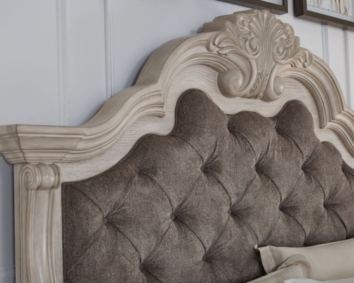 Bruchandi - Antique White - California King Upholstered Panel Bed