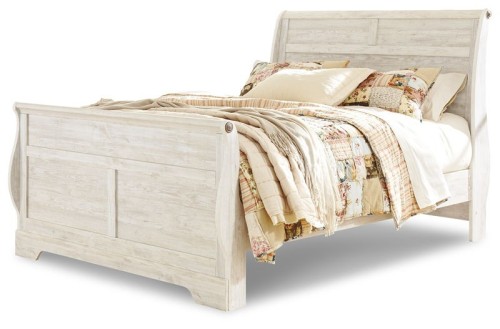 Willowton - Whitewash - Queen Sleigh Bed