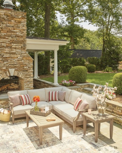 Clare View - Beige - 3-Piece Outdoor Sectional