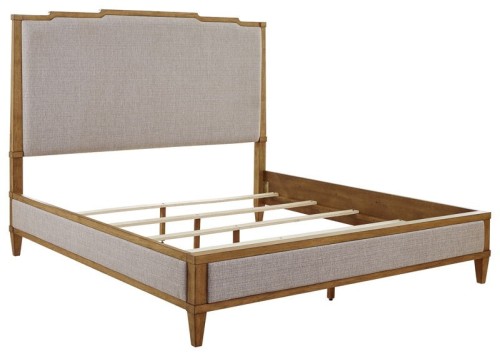Sharlance - Light Brown - California King Upholstered Panel Bed