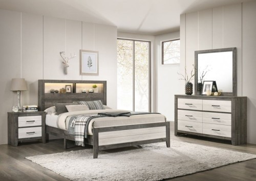 Rhett - Queen 5 Piece Bedroom Set - Chalk / Gray