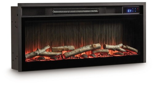 Entertainment Accessories - Black - Fireplace Insert With Faux Birch Log Set
