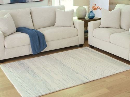 Genemost - Ivory / Blue - Medium Rug
