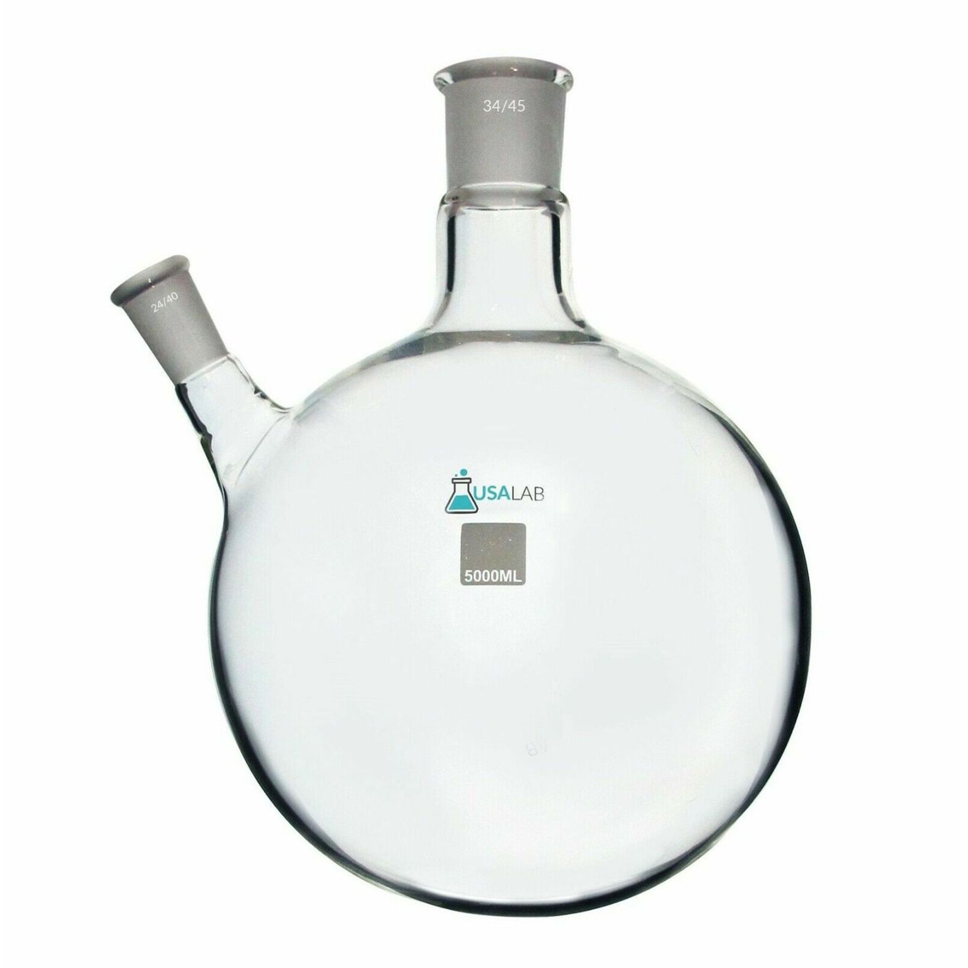 5L Round Bottom Receiving Flask - 2 neck 24/40 and 34/45 Center