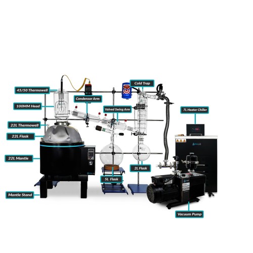 USA Lab N4 22L Full Bore Short Path Distillation Turnkey Kit with 100mm Head - USA Made Glass