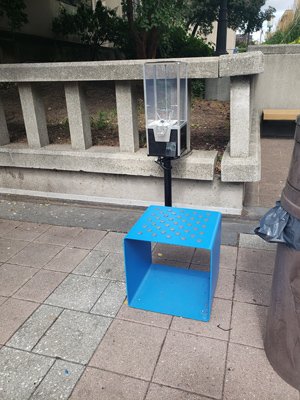 There is a foosball dispenser along the Play Walk