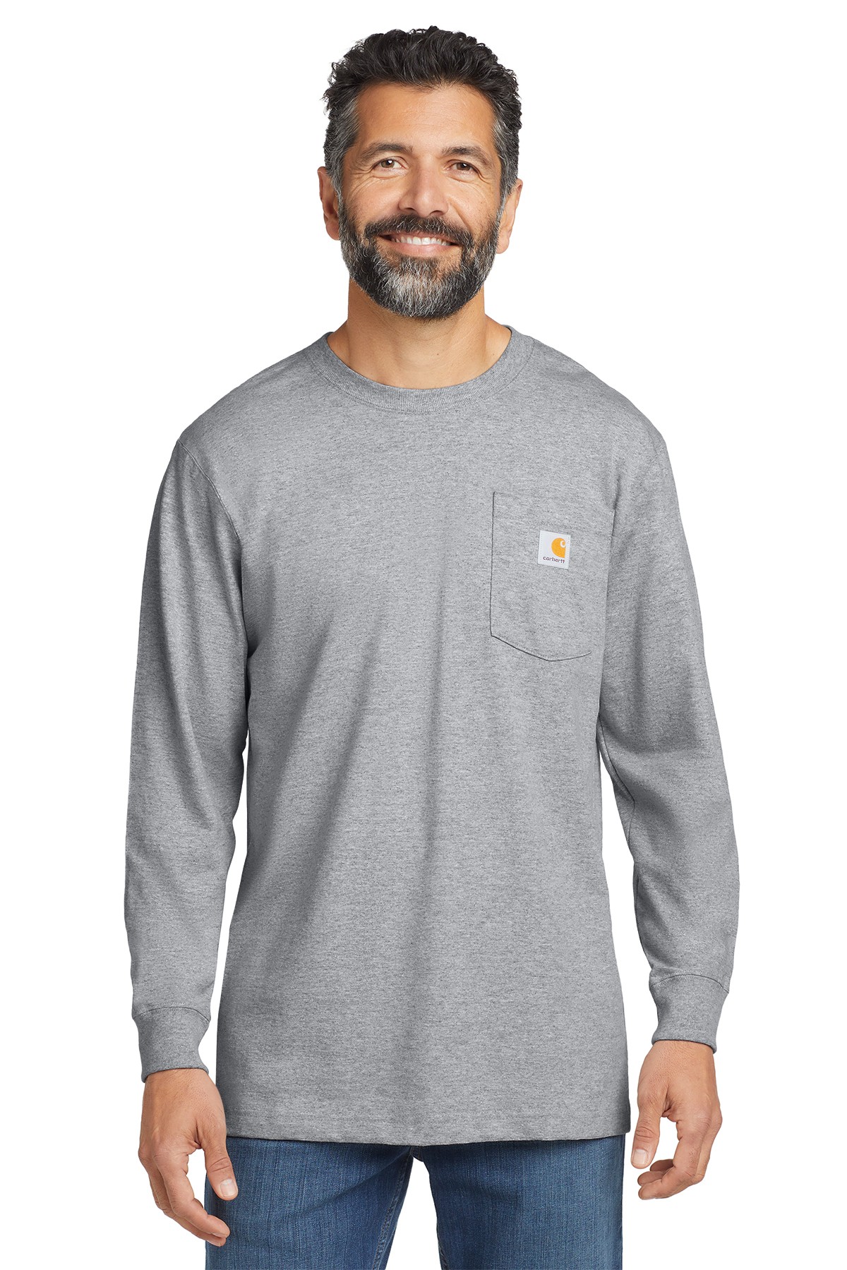 CTK126 - Pocket Long Sleeve T-Shirt - Heather Grey
