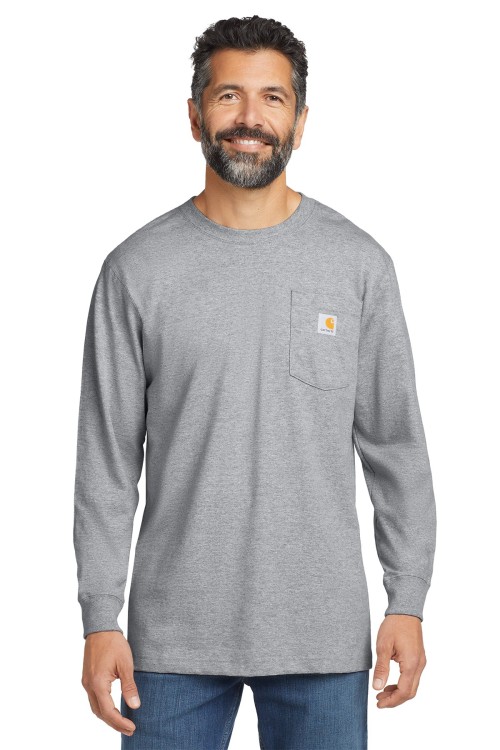 CTK126 - Pocket Long Sleeve T-Shirt - Heather Grey