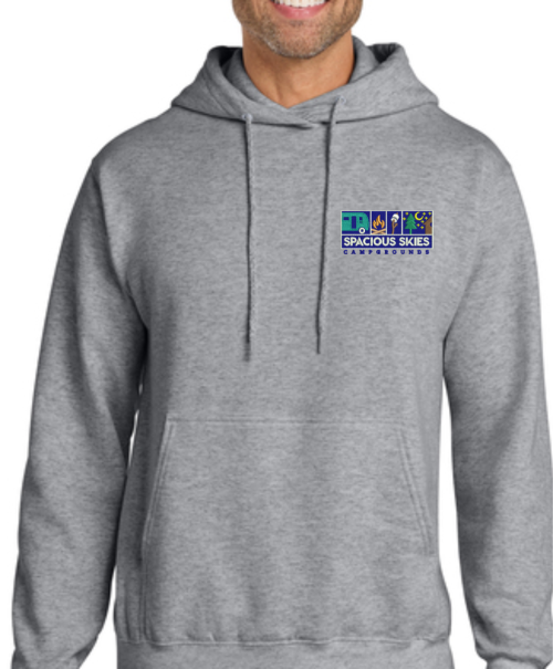 PC90H Port & Co™ Essential Fleece Pullover Hooded Sweatshirt | Spacious Skies Campground
