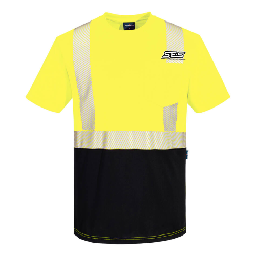 Hi-Vis Segmented Tape Contrast T-Shirt S/S Yellow/Black