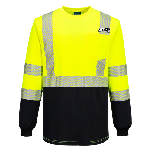 Hi-Vis Segmented Tape Contrast T-Shirt L/S Yellow/Black