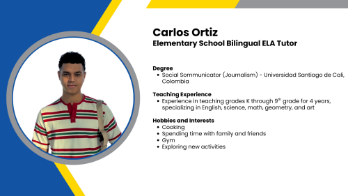 Image showing a SmartStart Education High-Impact math tutor with their headshot and short written bio.