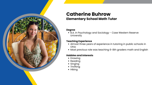 Headshot and written bio of a SmartStart High-Dosage math tutor.