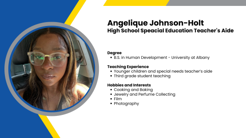 Headshot and written bio of a SmartStart special education teacher's aide.