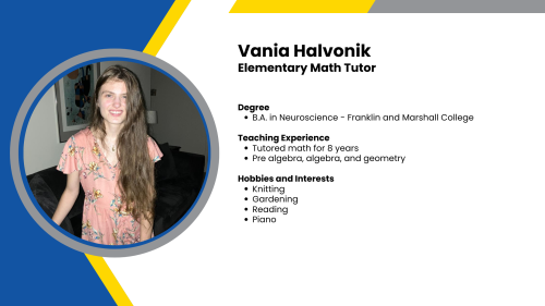 Headshot and written bio of a SmartStart High-Dosage math tutor.