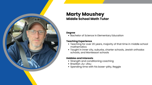 Headshot and written bio of a SmartStart High-Dosage math tutor.
