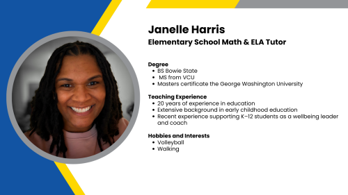 Image showing a SmartStart Education high-dosage tutor with their headshot and short written bio.