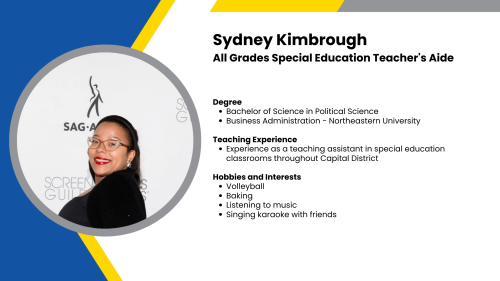 Image showing a SmartStart Education special education teacher’s aide with their headshot and short written bio.