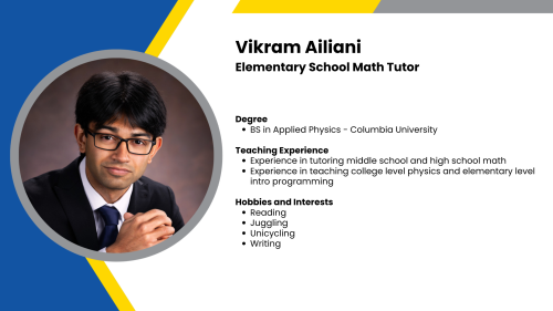 Image showing a SmartStart Education high-impact tutor with their headshot and a short written bio.