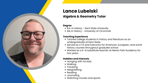 Image showing a SmartStart Education high-dosage tutor with their headshot and short written bio.