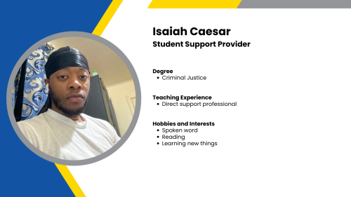 Image showing a SmartStart Education student support provider with their headshot and short written bio.