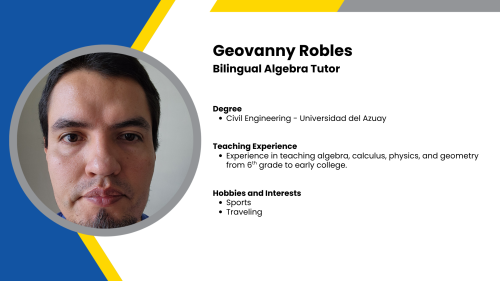 Image showing a SmartStart Education high-impact tutor with their headshot and short written bio.