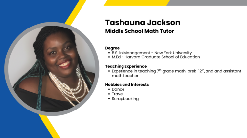 Image showing a SmartStart Education high-impact tutor with their headshot and short written bio.