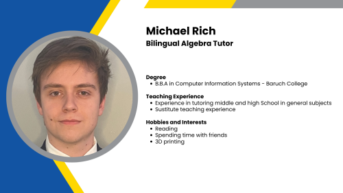 Image showing a SmartStart Education high-impact tutor with their headshot and short written bio.