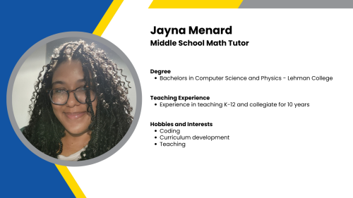 Image showing a SmartStart Education high-impact tutor with their headshot and short written bio.