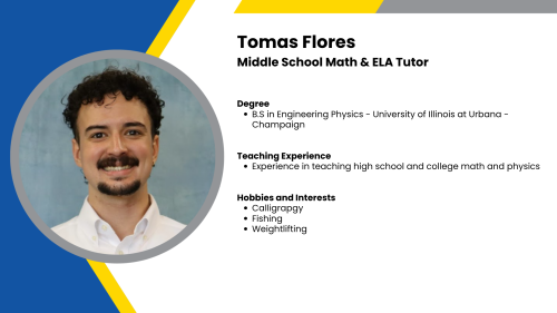 Image showing a SmartStart Education high-dosage tutor with their headshot and short written bio.