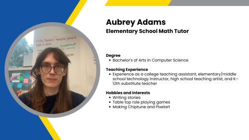 Image showing a SmartStart Education high-impact tutor with their headshot and short written bio.