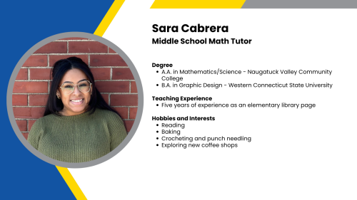 Image showing a SmartStart Education high-dosage tutor with their headshot and short written bio.