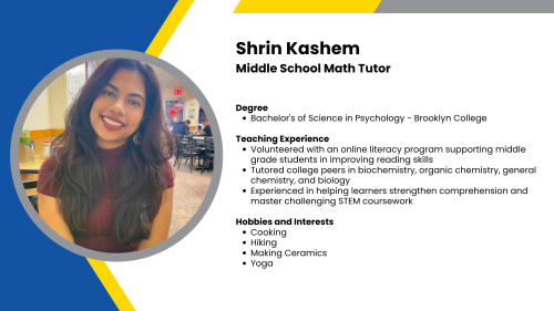 Image showing a SmartStart Education high-impact tutor with their headshot and a short written bio.