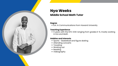 Image showing a SmartStart Education high-impact tutor with their headshot and a short written bio.