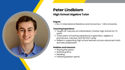 Image showing a SmartStart Education high-impact tutor with their headshot and a short written bio.