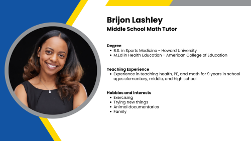 Image showing a SmartStart Education high-dosage tutor with their headshot and a short written bio.