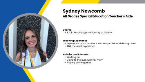 Image showing a SmartStart Education special education teacher’s aide with their headshot and short written bio.
