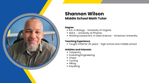 Headshot and written bio of a SmartStart High-Dosage math tutor.