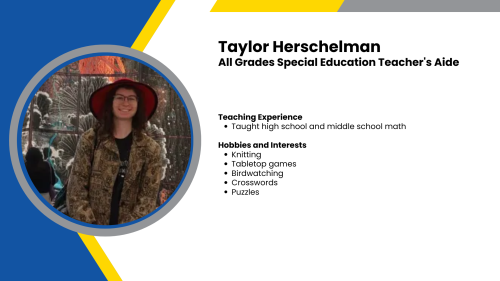 Headshot and written bio of a SmartStart teacher's aide.