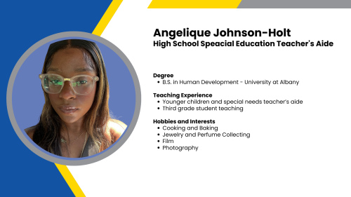 Headshot and written bio of a SmartStart special education teacher's aide.