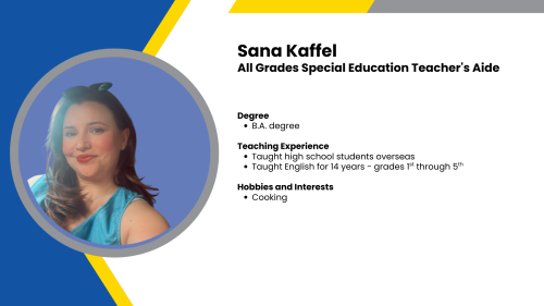 Headshot and written bio of a SmartStart teacher's aide.